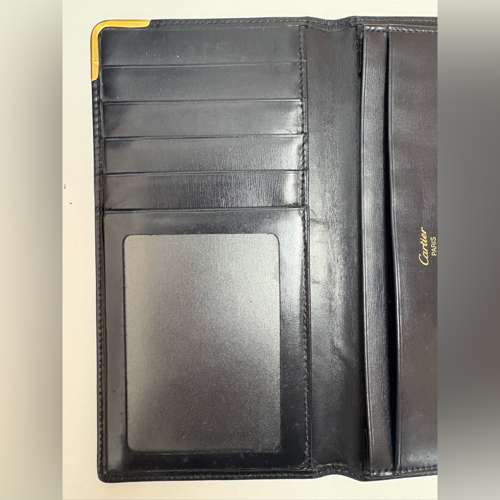 Cartier Black Leather Gold Accent Wallet - Picture 4 of 12